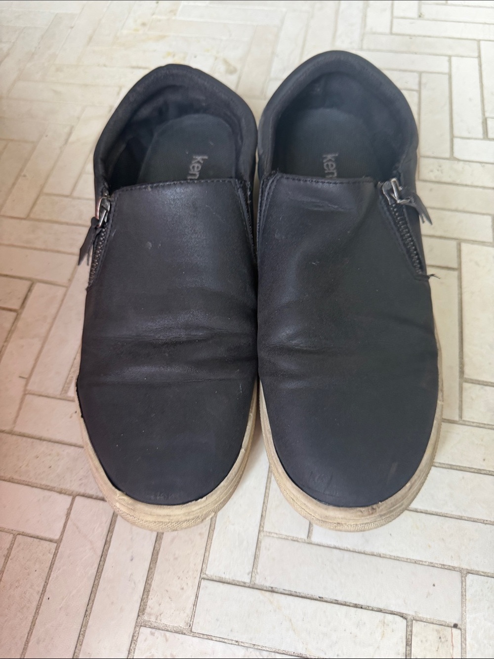 Kensie Black Slip-On Loafers with Side Zip